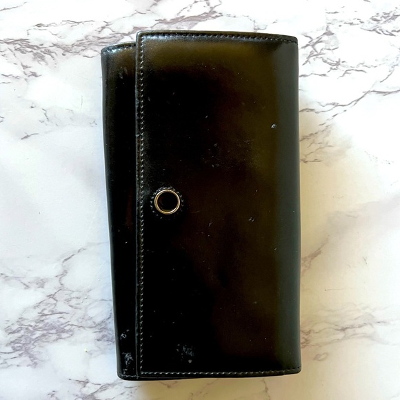 Furla Black Leather Long Wallet 7”x4” Vintage Authentic Clutch - Picture 1 of 5